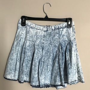 Denim Pleated Skater Skirt